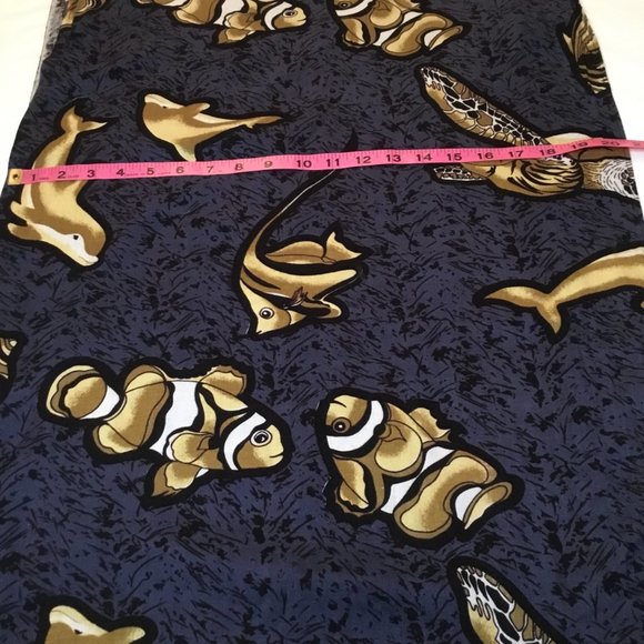 Touch of Hawaii Scarf Sea Life Print with Tassels 59" L x 21.5" W - Picture 3 of 4